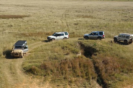 Lining up for the big uphill climb