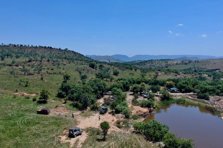 Aerial view of the trail in progress